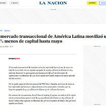 El mercado transaccional de Amrica Latina moviliz un 35% menos de capital hasta mayo